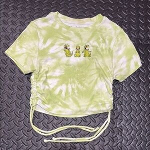Nickelodeon Green and White Crop Top with Graphic